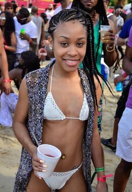 Ebony in bathing suit
